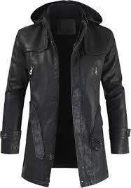 leather jacket with hood