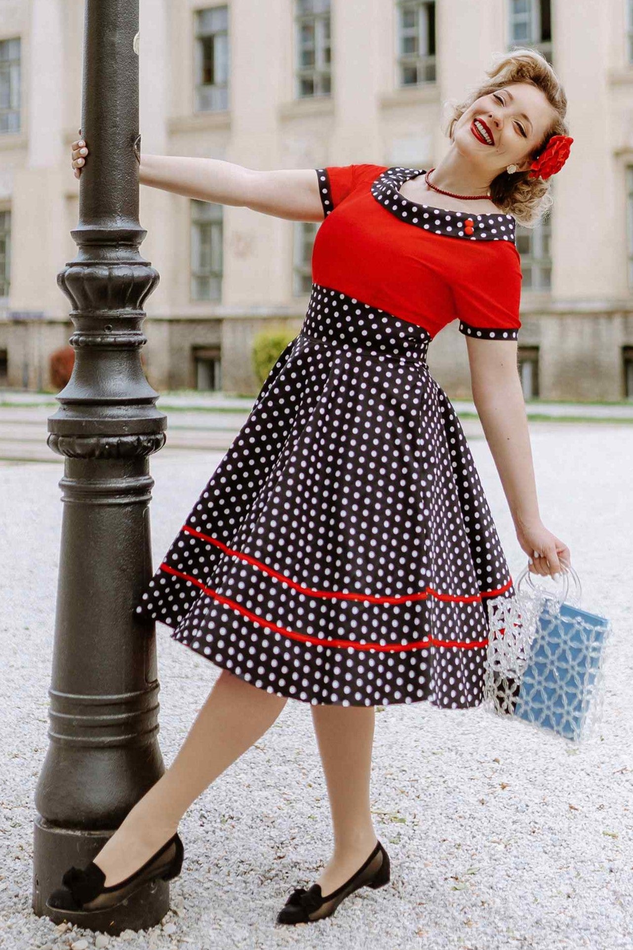 red and black dress