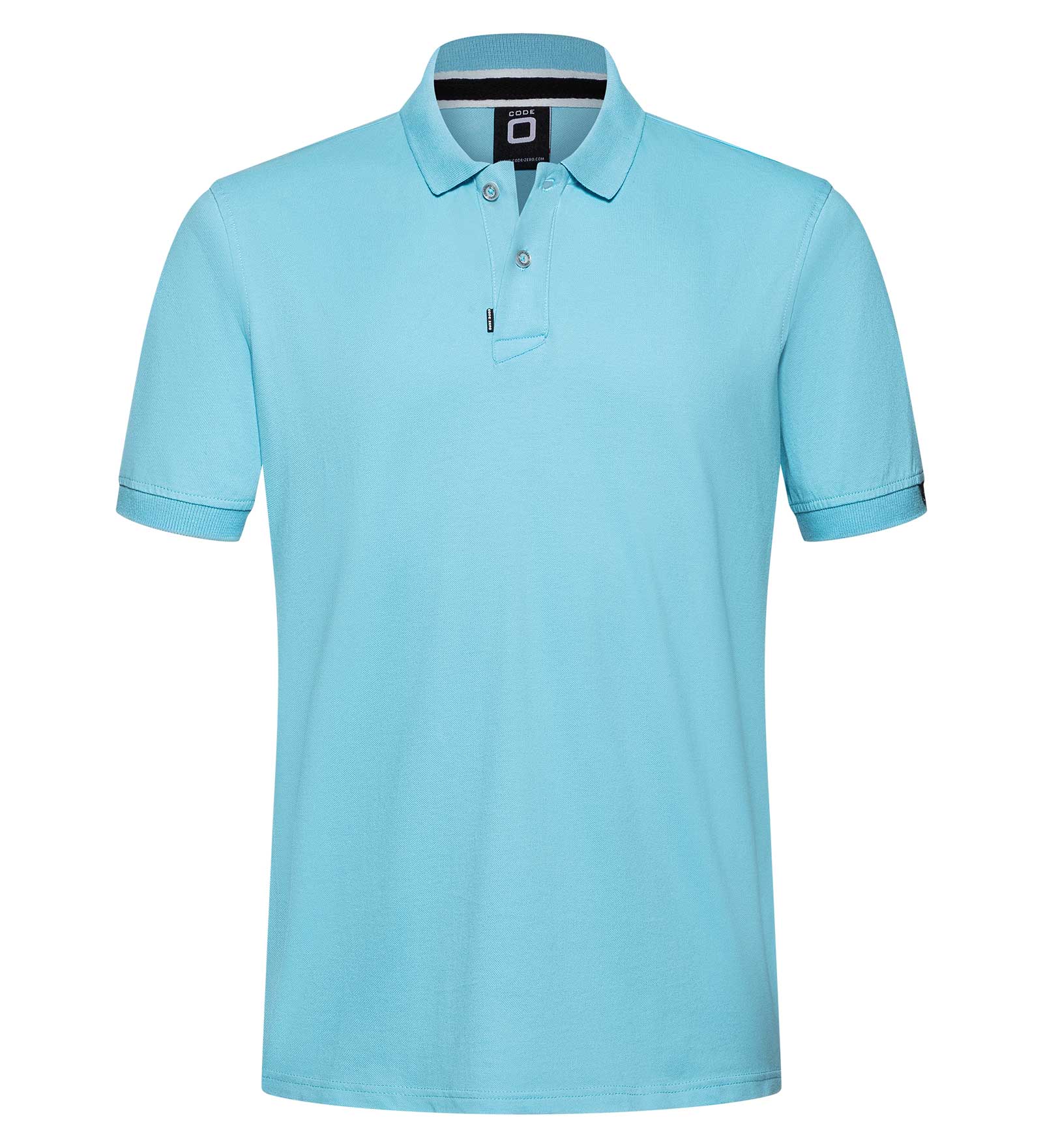 light blue polo shirt