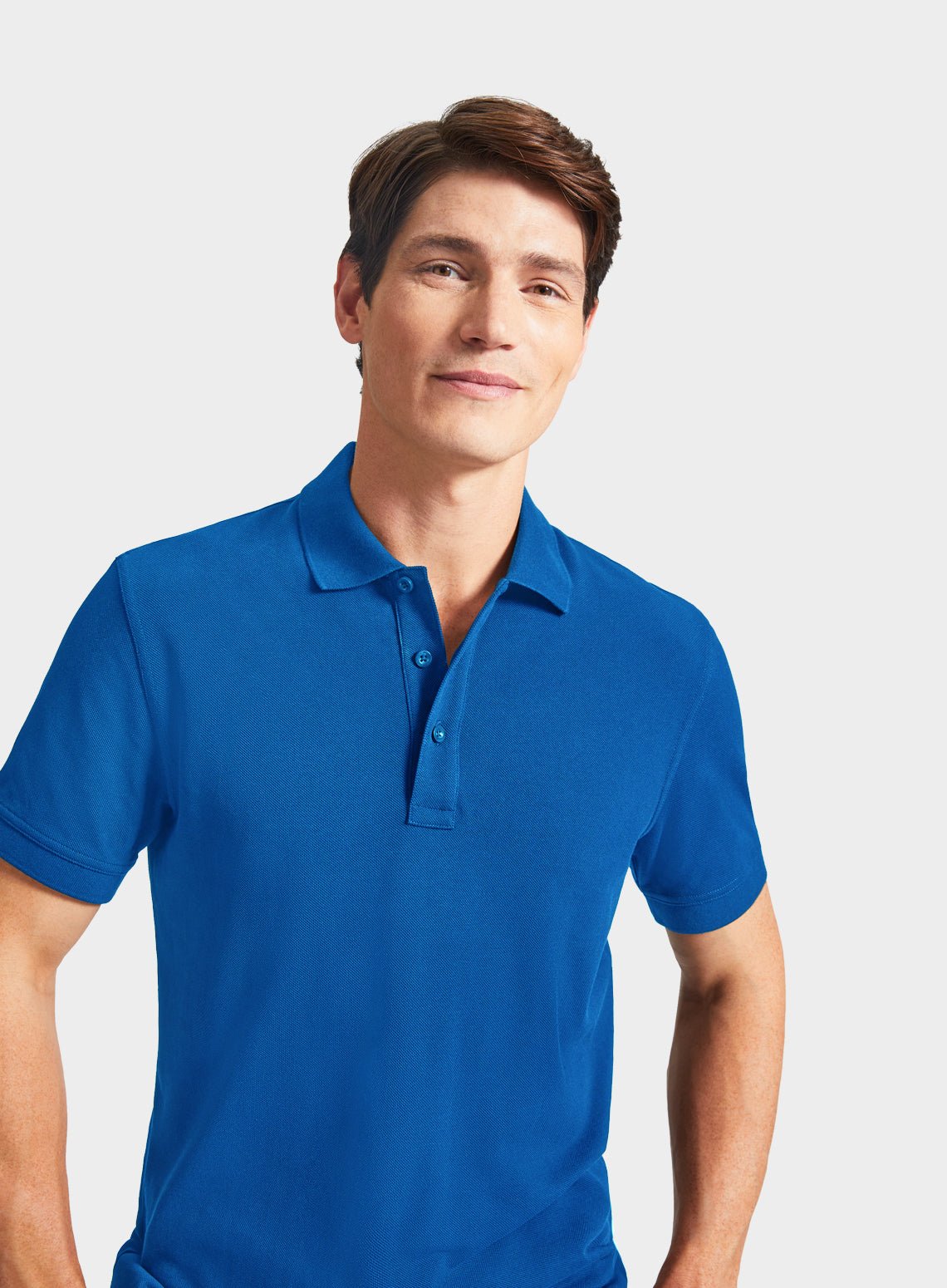 blue polo shirt