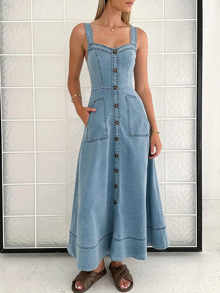 denim maxi dress